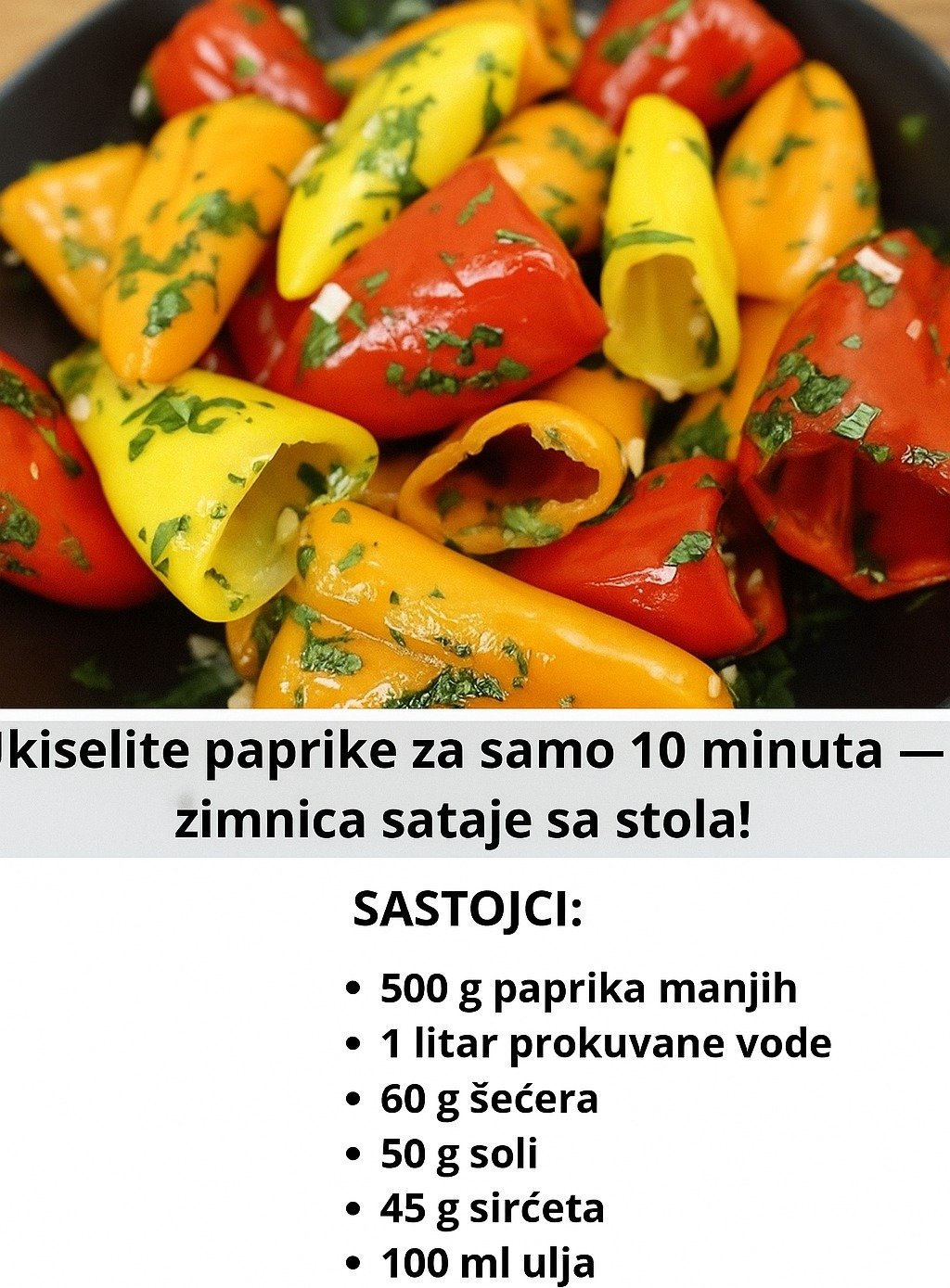 Ukiselite paprike za samo 10 minuta — zimnica koja nestaje sa stola!