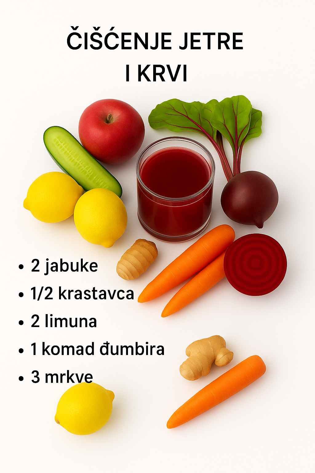 Osjećate li se umorno, naduto ili jednostavno niste svoji u posljednje vrijeme? Ovaj brzi i prirodni napitak od cvekle može vam pomoći da očistite krv i povećate energiju za samo pet dana! Evo kako da ga natjerate da djeluje: 1️⃣ Sastojci ¼ šolje naribane cvekle ¼ šolje vode 1 kašičica soka od limuna 2️⃣ Izmiksajte Sve sastojke izmiksajte u blenderu dok ne dobijete glatku smjesu. 3️⃣ Procijedite i popijte gutljaj Procijedite sok i popijte ga svježeg - bez čuvanja! 4️⃣ Vrijeme je važno Pijte svako jutro na prazan stomak 5 dana zaredom. 5️⃣ Pojačajte Dodajte 1 malu mrkvu ako želite dodatni vitamin A i taj zdravi sjaj. 6️⃣ Čuvajte se Izbjegavajte ovo ako imate aktivne probleme s bubrezima i uvijek koristite svježe sastojke. 7️⃣ Kratka napomena Ovo je prirodna detoksikacija, a ne medicinski tretman – rezultati se mogu razlikovati.