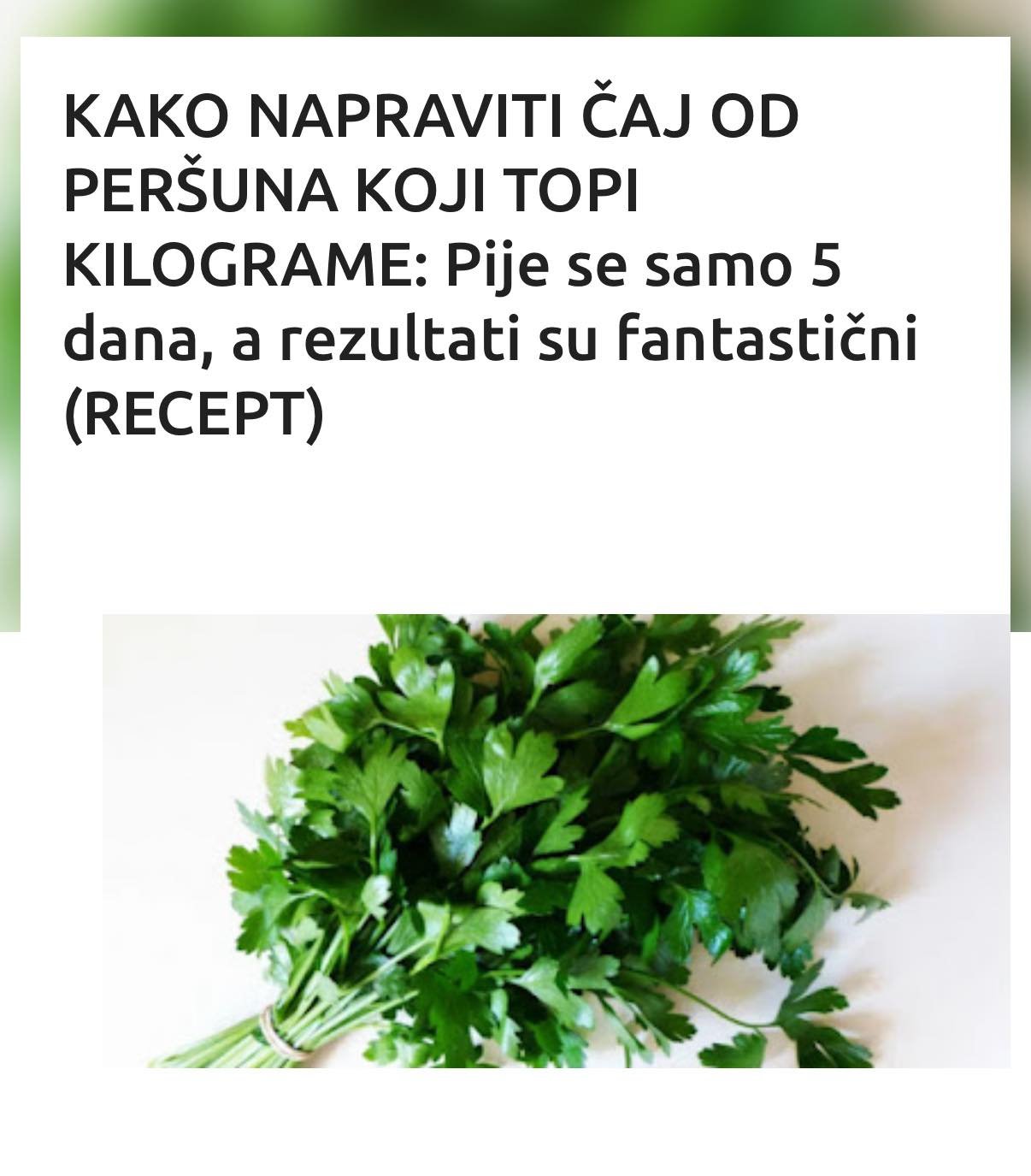 KAKO NAPRAVITI ČAJ OD PERŠUNA KOJI TOPI KILOGRAME: Pije se samo 5 dana, a rezultati su fantastični (RECEPT)