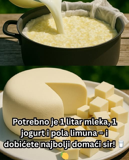 Potrebno je 1 litar mleka, 1 jogurt i pola limuna – i dobićete najbolji domaći sir!